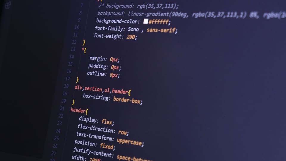 CSS code displayed on a computer screen highlighting programming concepts and technology.
