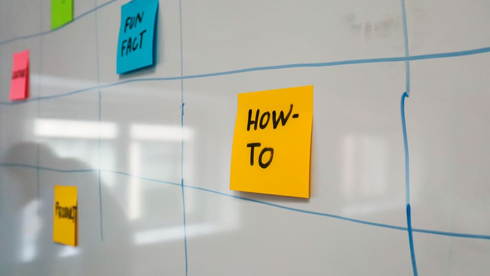 Organized whiteboard with colorful sticky notes used for planning and brainstorming.